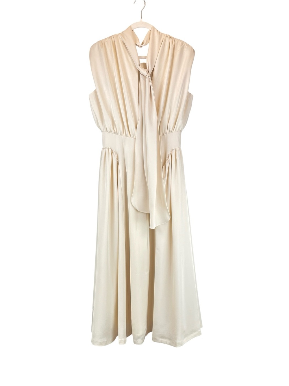 NEW The Bekk Eliana Sleeveless Scarf Dress in Oat Fit and Flare  Style Sz L NWT - Picture 8 of 16